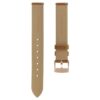 Horlogeband 17 mm (0,67″) breed, leer met stiksels, bruin, roségoudkleurige afwerking