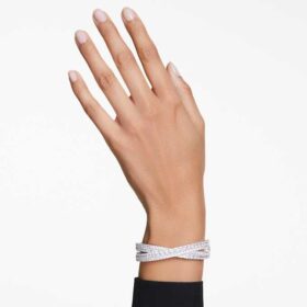 Hyperbola-armband met gemengde slijpvormen, Infinity, wit, gerhodineerd Hyperbola-armband met gemengde slijpvormen, Infinity, wit, gerhodineerd