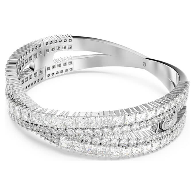 Hyperbola-armband met gemengde slijpvormen, Infinity, wit, gerhodineerd Hyperbola-armband met gemengde slijpvormen, Infinity, wit, gerhodineerd