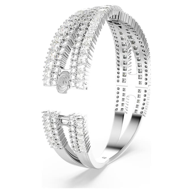 Hyperbola-armband met gemengde slijpvormen, Infinity, wit, gerhodineerd Hyperbola-armband met gemengde slijpvormen, Infinity, wit, gerhodineerd