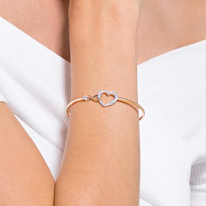 Hyperbola-armband met Infinity-teken en hart, wit, gemengde metaalafwerking Hyperbola-armband met Infinity-teken en hart, wit, gemengde metaalafwerking