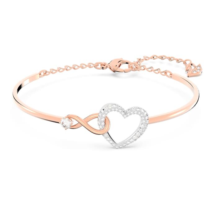 Hyperbola-armband met Infinity-teken en hart, wit, gemengde metaalafwerking Hyperbola-armband met Infinity-teken en hart, wit, gemengde metaalafwerking
