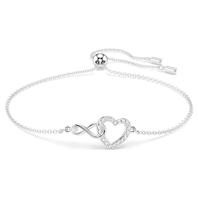 Hyperbola-armband met Infinity-teken en hart, wit, gerhodineerd Hyperbola-armband met Infinity-teken en hart, wit, gerhodineerd