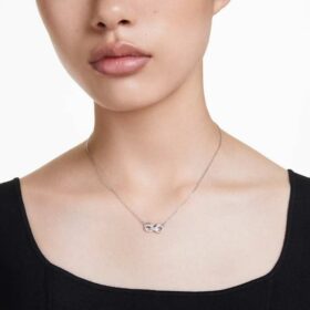Hyperbola-hanger met pavé, Infinity-teken, wit, gerhodineerd