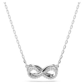Hyperbola-hanger met pavé, Infinity-teken, wit, gerhodineerd