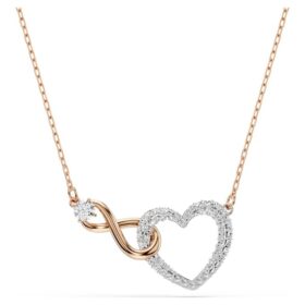 Hyperbola-ketting met Infinity-teken en hart, wit, gemengde metaalafwerking
