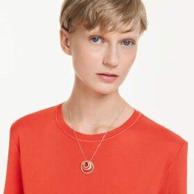 Hyperbola-ketting, ronde slijpvorm, wit, goudkleurig verguld