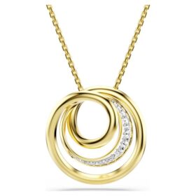 Hyperbola-ketting, ronde slijpvorm, wit, goudkleurig verguld