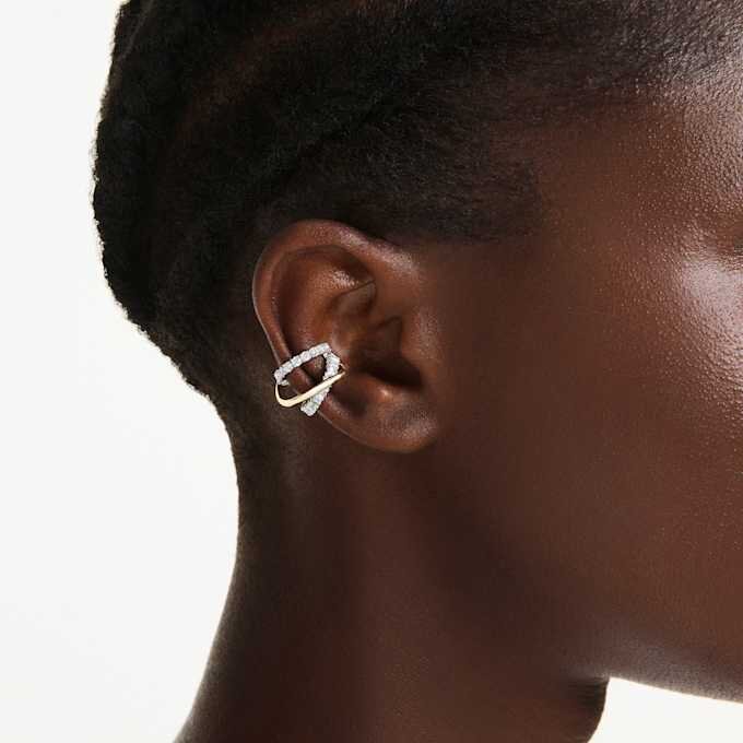 Hyperbola-oorcuffs met gemengde slijpvormen, wit, afwerking in gemengd metaal Hyperbola-oorcuffs met gemengde slijpvormen, wit, afwerking in gemengd metaal