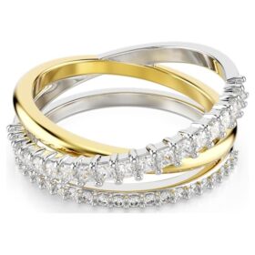 Hyperbola-ring met gemengde slijpvormen, wit, afwerking in gemengd metaal Hyperbola-ring met gemengde slijpvormen, wit, afwerking in gemengd metaal