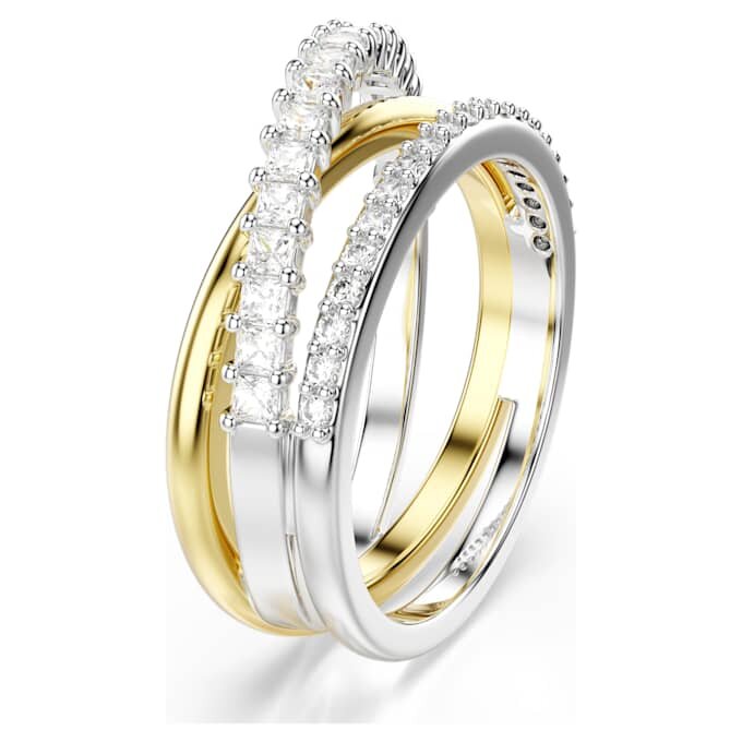 Hyperbola-ring met gemengde slijpvormen, wit, afwerking in gemengd metaal Hyperbola-ring met gemengde slijpvormen, wit, afwerking in gemengd metaal