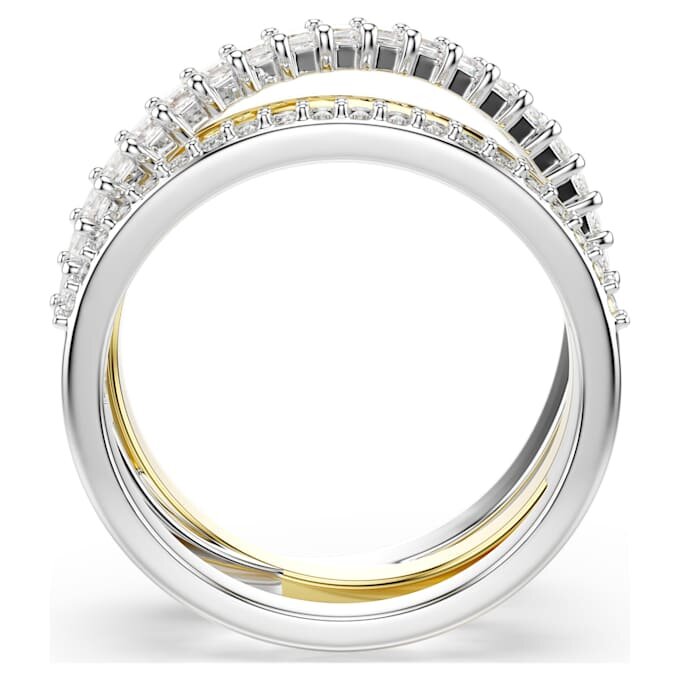 Hyperbola-ring met gemengde slijpvormen, wit, afwerking in gemengd metaal Hyperbola-ring met gemengde slijpvormen, wit, afwerking in gemengd metaal