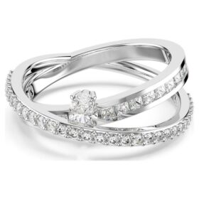 Hyperbola-ring met gemengde slijpvormen, wit, gerhodineerd Hyperbola-ring met gemengde slijpvormen, wit, gerhodineerd