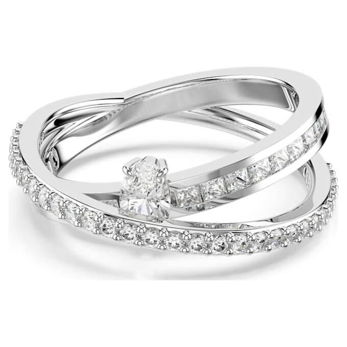 Hyperbola-ring met gemengde slijpvormen, wit, gerhodineerd Hyperbola-ring met gemengde slijpvormen, wit, gerhodineerd