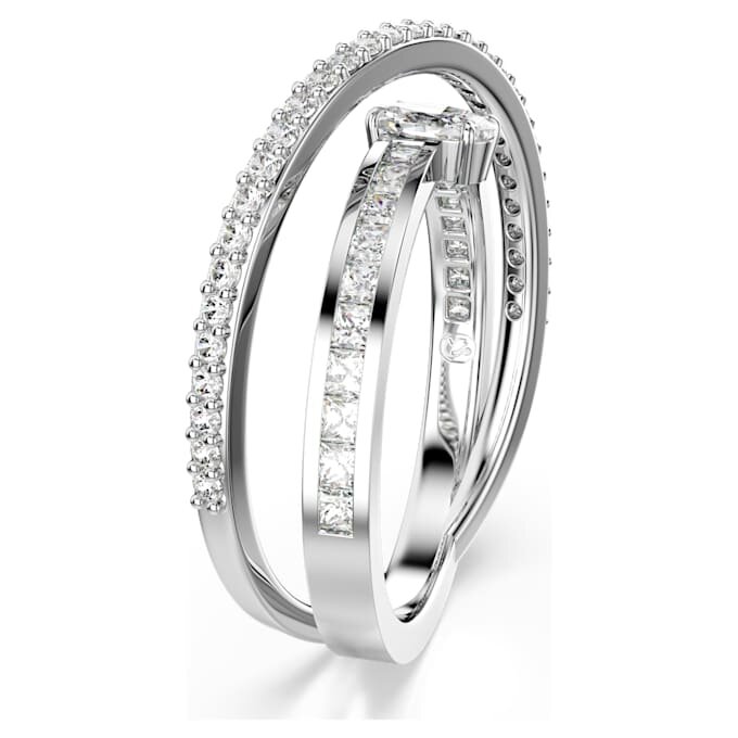 Hyperbola-ring met gemengde slijpvormen, wit, gerhodineerd Hyperbola-ring met gemengde slijpvormen, wit, gerhodineerd