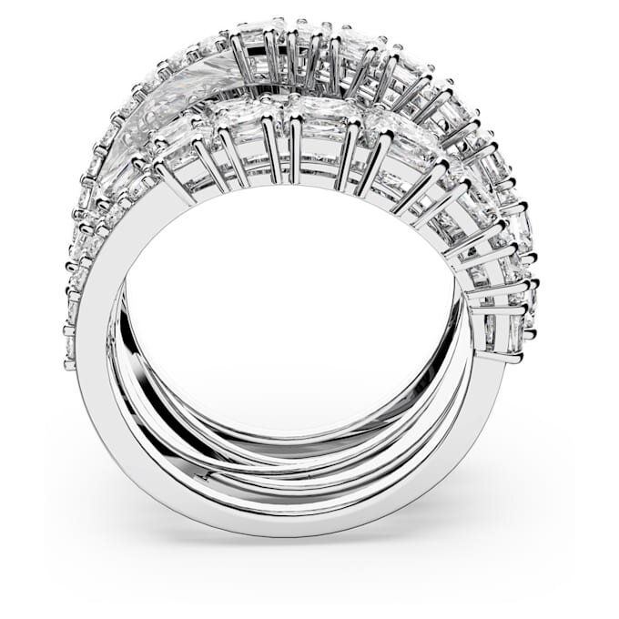 Hyperbola-ring met gemengde slijpvormen, wit, gerhodineerd Hyperbola-ring met gemengde slijpvormen, wit, gerhodineerd