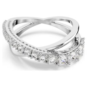 Hyperbola-ring met gemengde slijpvormen, wit, zilverkleurige afwerking Hyperbola-ring met gemengde slijpvormen, wit, zilverkleurige afwerking