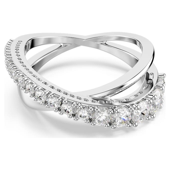 Hyperbola-ring met gemengde slijpvormen, wit, zilverkleurige afwerking Hyperbola-ring met gemengde slijpvormen, wit, zilverkleurige afwerking
