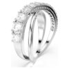 Hyperbola-ring met gemengde slijpvormen, wit, zilverkleurige afwerking Hyperbola-ring met gemengde slijpvormen, wit, zilverkleurige afwerking