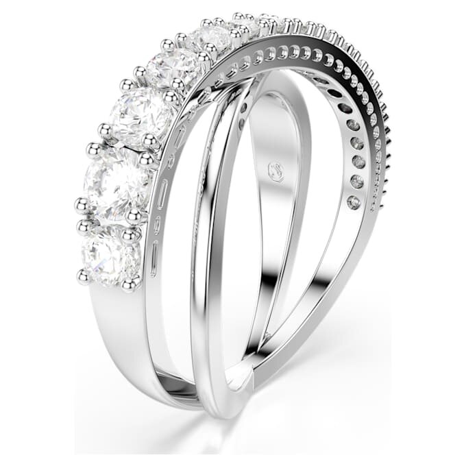 Hyperbola-ring met gemengde slijpvormen, wit, zilverkleurige afwerking Hyperbola-ring met gemengde slijpvormen, wit, zilverkleurige afwerking