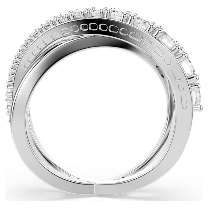 Hyperbola-ring met gemengde slijpvormen, wit, zilverkleurige afwerking Hyperbola-ring met gemengde slijpvormen, wit, zilverkleurige afwerking