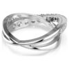Hyperbola-ring met gemengde slijpvormen, wit, zilverkleurige afwerking Hyperbola-ring met gemengde slijpvormen, wit, zilverkleurige afwerking
