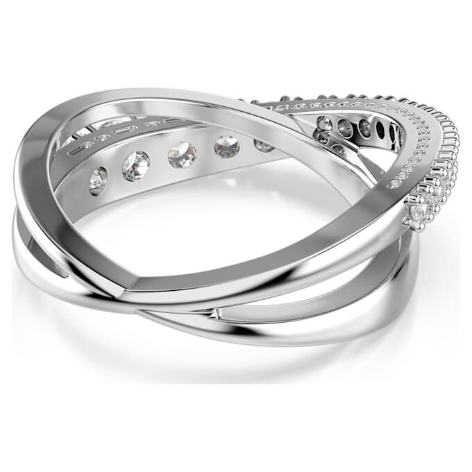 Hyperbola-ring met gemengde slijpvormen, wit, zilverkleurige afwerking Hyperbola-ring met gemengde slijpvormen, wit, zilverkleurige afwerking