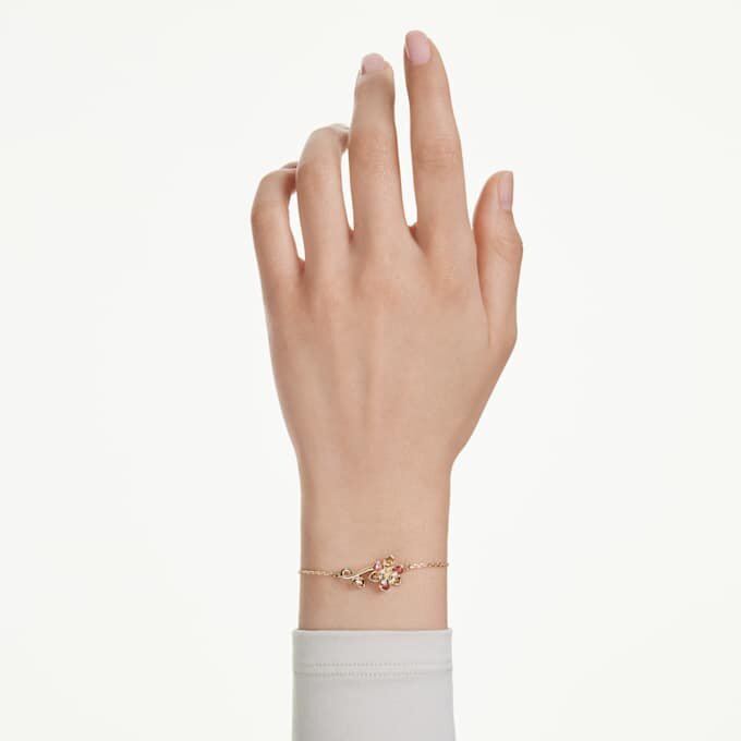 Idyllia-armband met gemengde slijpvormen, bloem, veelkleurig, verguld Idyllia-armband met gemengde slijpvormen, bloem, veelkleurig, verguld
