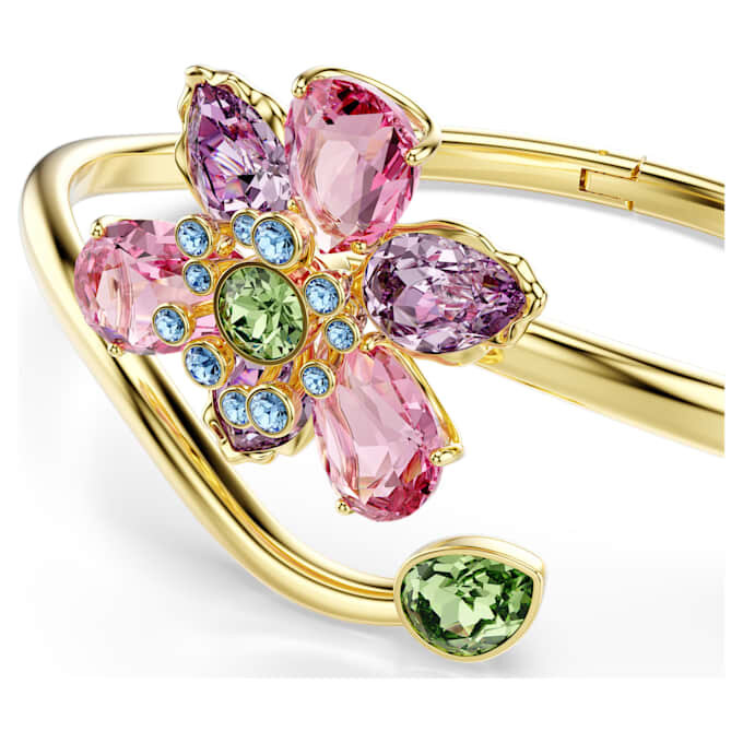 Idyllia-armband met gemengde slijpvormen, bloemmotief, veelkleurig, verguld Idyllia-armband met gemengde slijpvormen, bloemmotief, veelkleurig, verguld