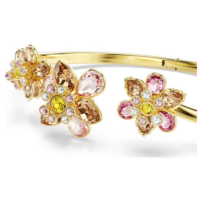 Idyllia-armband met gemengde slijpvormen, bloemmotief, veelkleurig, verguld Idyllia-armband met gemengde slijpvormen, bloemmotief, veelkleurig, verguld