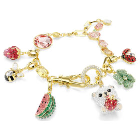 Idyllia-armband met gemengde slijpvormen, gemengde motieven, veelkleurig, verguld Idyllia-armband met gemengde slijpvormen, gemengde motieven, veelkleurig, verguld
