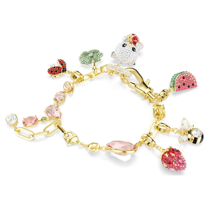 Idyllia-armband met gemengde slijpvormen, gemengde motieven, veelkleurig, verguld Idyllia-armband met gemengde slijpvormen, gemengde motieven, veelkleurig, verguld