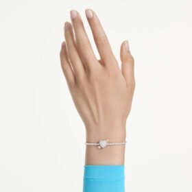 Idyllia-armband met gemengde slijpvormen, hart met pijl, wit, gerhodineerd Idyllia-armband met gemengde slijpvormen, hart met pijl, wit, gerhodineerd