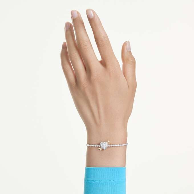 Idyllia-armband met gemengde slijpvormen, hart met pijl, wit, gerhodineerd Idyllia-armband met gemengde slijpvormen, hart met pijl, wit, gerhodineerd