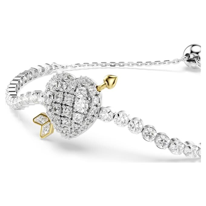 Idyllia-armband met gemengde slijpvormen, hart met pijl, wit, gerhodineerd Idyllia-armband met gemengde slijpvormen, hart met pijl, wit, gerhodineerd