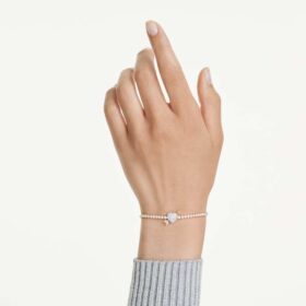 Idyllia-armband met gemengde slijpvormen, hart met pijl, wit, verguld Idyllia-armband met gemengde slijpvormen, hart met pijl, wit, verguld