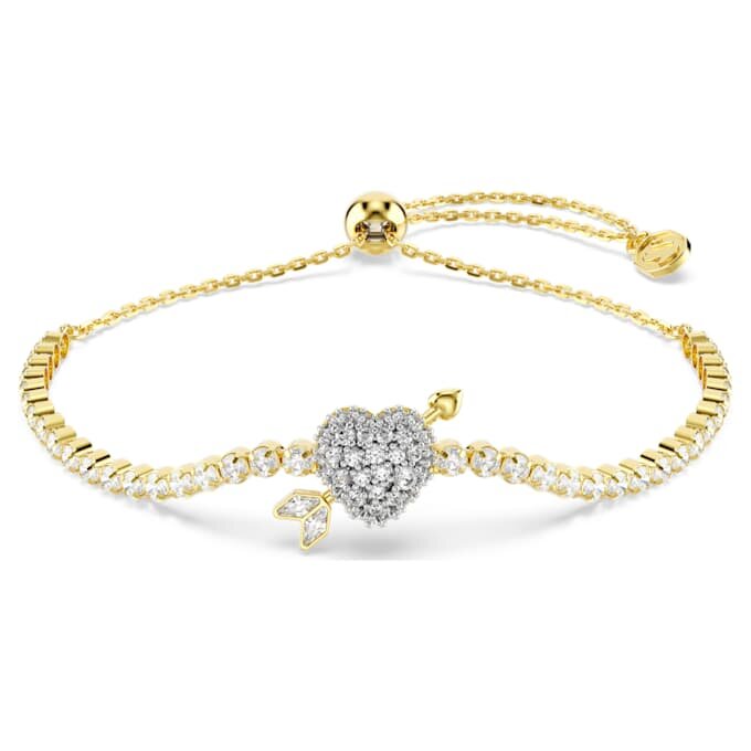 Idyllia-armband met gemengde slijpvormen, hart met pijl, wit, verguld Idyllia-armband met gemengde slijpvormen, hart met pijl, wit, verguld