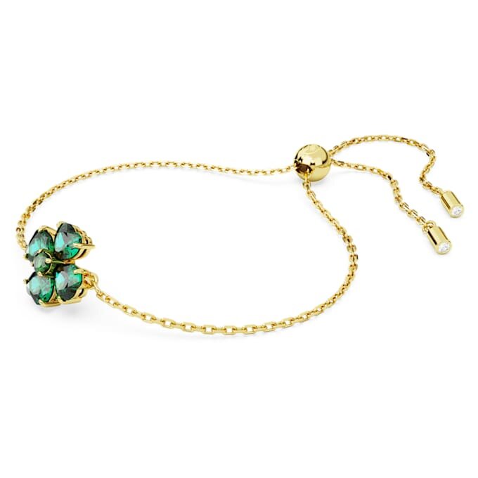 Idyllia-armband met gemengde slijpvormen, klavertje, groen, verguld Idyllia-armband met gemengde slijpvormen, klavertje, groen, verguld