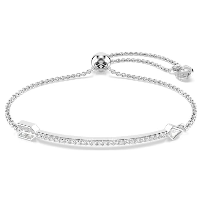 Idyllia-armband met gemengde slijpvormen, pijl, wit, gerhodineerd Idyllia-armband met gemengde slijpvormen, pijl, wit, gerhodineerd