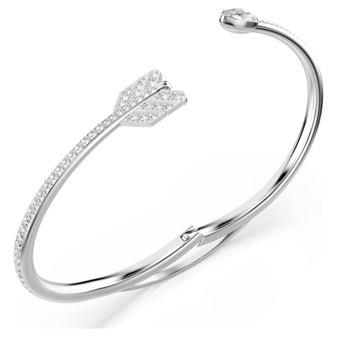 Idyllia-armband met gemengde slijpvormen, pijl, wit, gerhodineerd Idyllia-armband met gemengde slijpvormen, pijl, wit, gerhodineerd