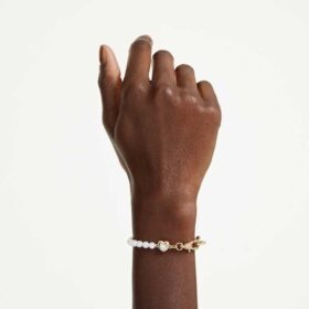 Idyllia-armband met kristallen parels, wit, verguld Idyllia-armband met kristallen parels, wit, verguld