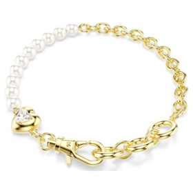 Idyllia-armband met kristallen parels, wit, verguld Idyllia-armband met kristallen parels, wit, verguld