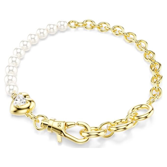 Idyllia-armband met kristallen parels, wit, verguld Idyllia-armband met kristallen parels, wit, verguld