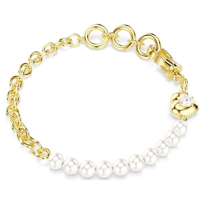 Idyllia-armband met kristallen parels, wit, verguld Idyllia-armband met kristallen parels, wit, verguld