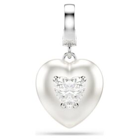 Idyllia-bedel met gemengde slijpvormen, parelkleurige coating, hart, wit, gerhodineerd