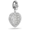 Idyllia-bedel met gemengde slijpvormen, parelkleurige coating, hart, wit, gerhodineerd Idyllia-bedel met gemengde slijpvormen, parelkleurige coating, hart, wit, gerhodineerd