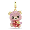 Idyllia-bedeltje met gemengde slijpvormen, teddybeer, roze, verguld