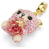 Idyllia-bedeltje met gemengde slijpvormen, teddybeer, roze, verguld
