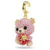 Idyllia-bedeltje met gemengde slijpvormen, teddybeer, roze, verguld