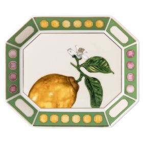 Idyllia-dienblad van porselein, kristalprintmotief, Citron, klein, veelkleurig